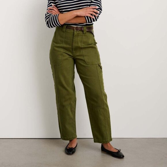 Alex Mill Pheobe Utility Cotton Cargo Pants Army Olive Green Size 24 NEW NWT - Picture 1 of 10